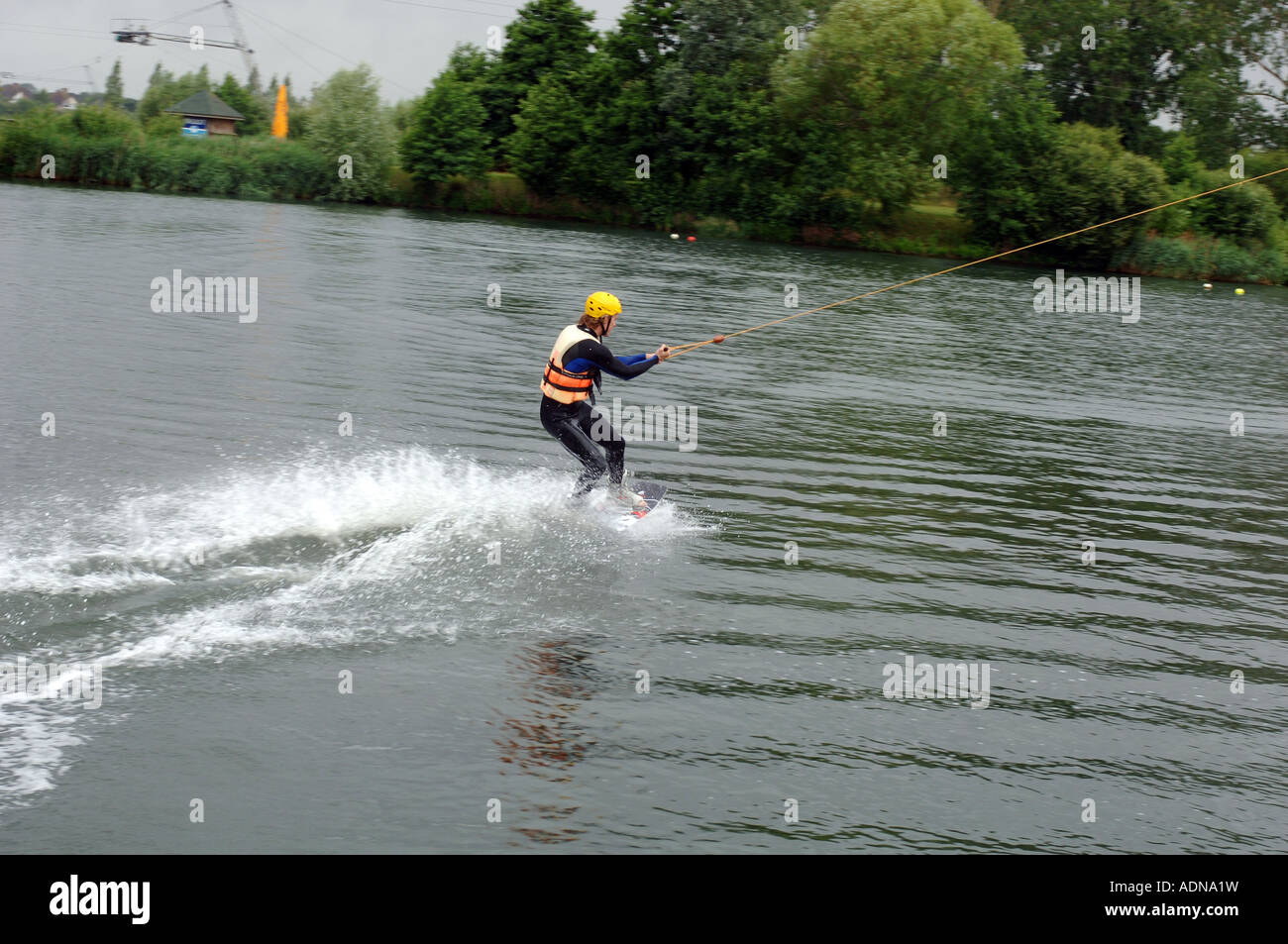 Wakeboarding and kneeboarding at Princes Club Middlesex England Stock