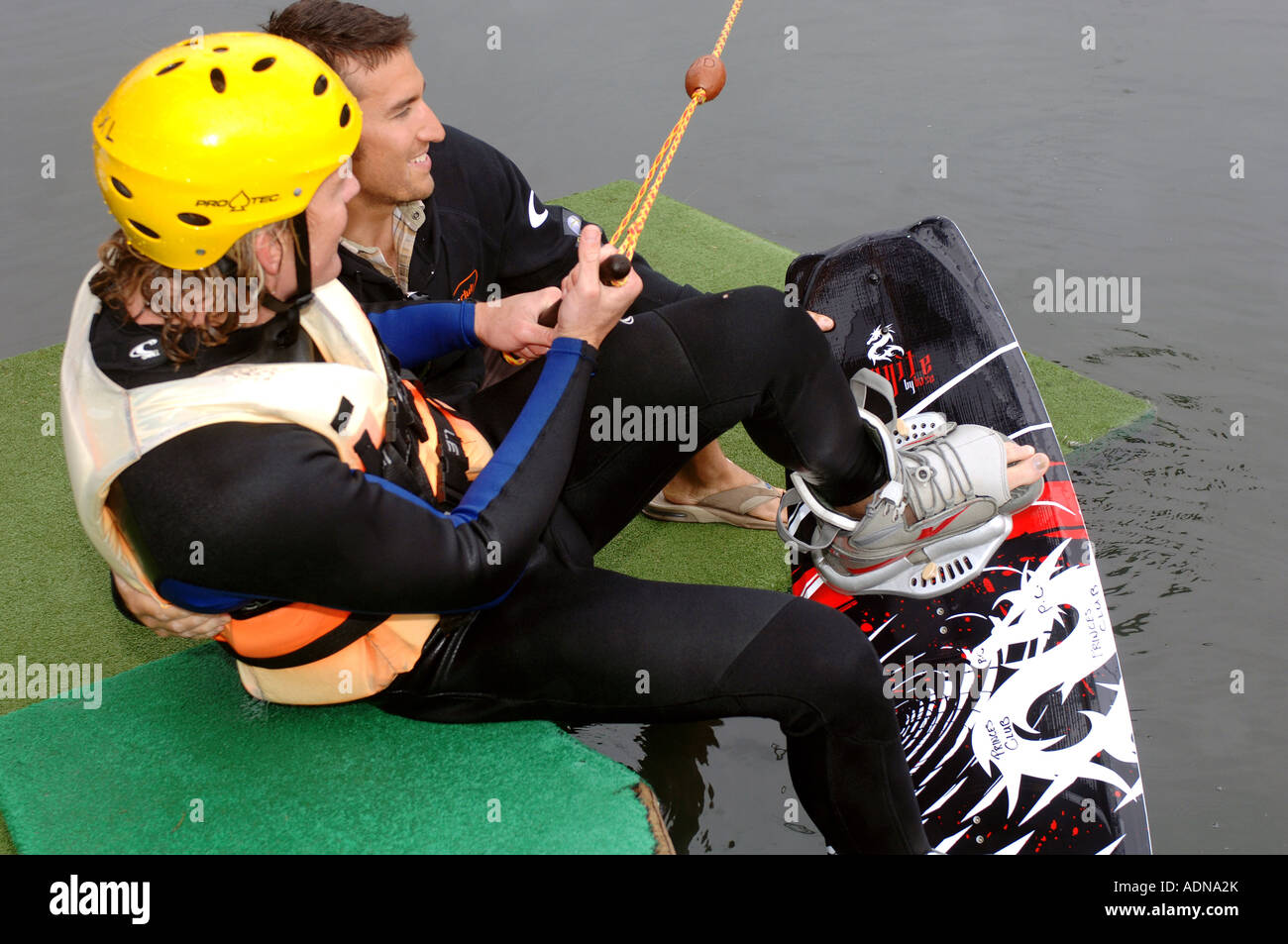 Wakeboarding and kneeboarding at Princes Club Middlesex England Stock Photo Alamy