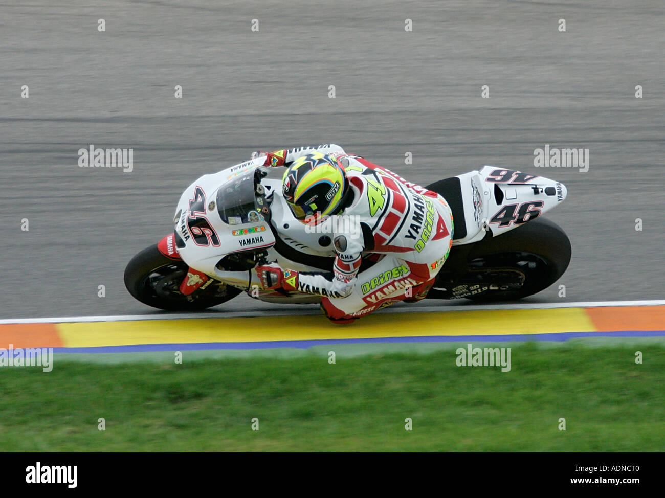 Valentino Rossi, World Moto GP champion riding at at Valencia in 2006 championship Stock Photo