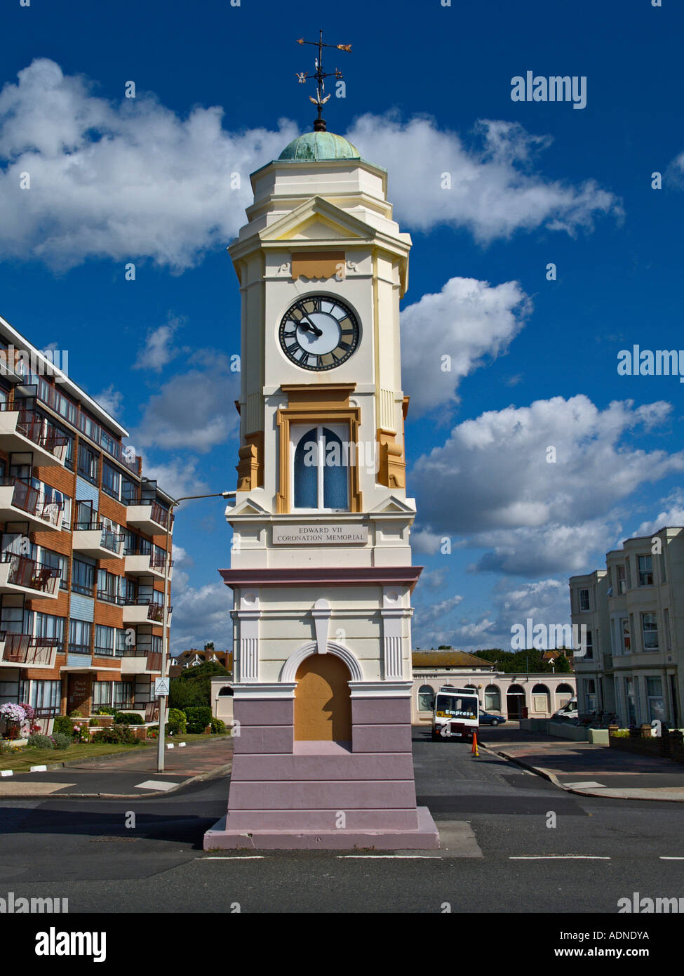 Clock tower commemorating the coronation of King Edward V11 at Bexhill