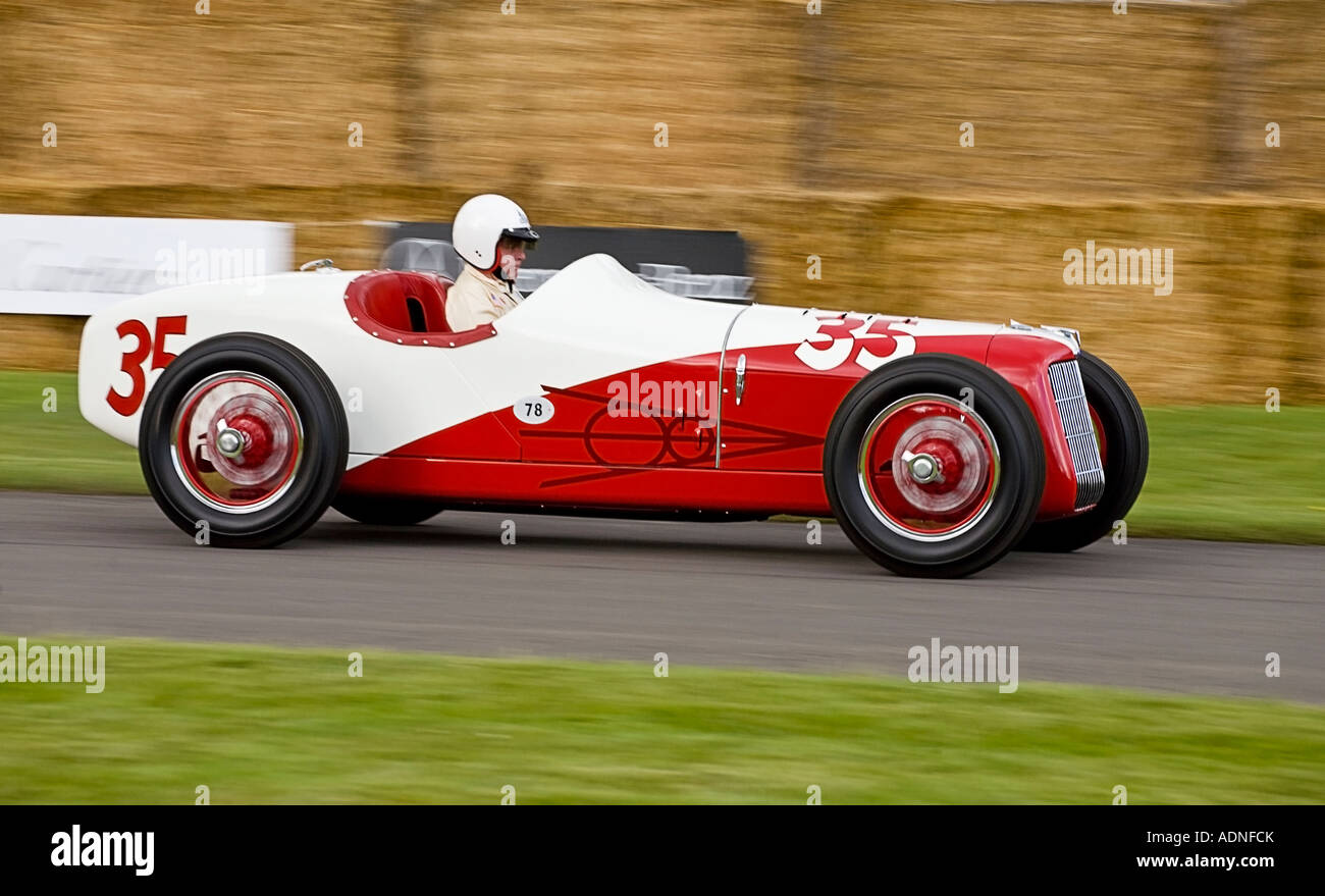 1935 MillerFord V8 at Goodwood Festival of Speed, Sussex, UK. Driver