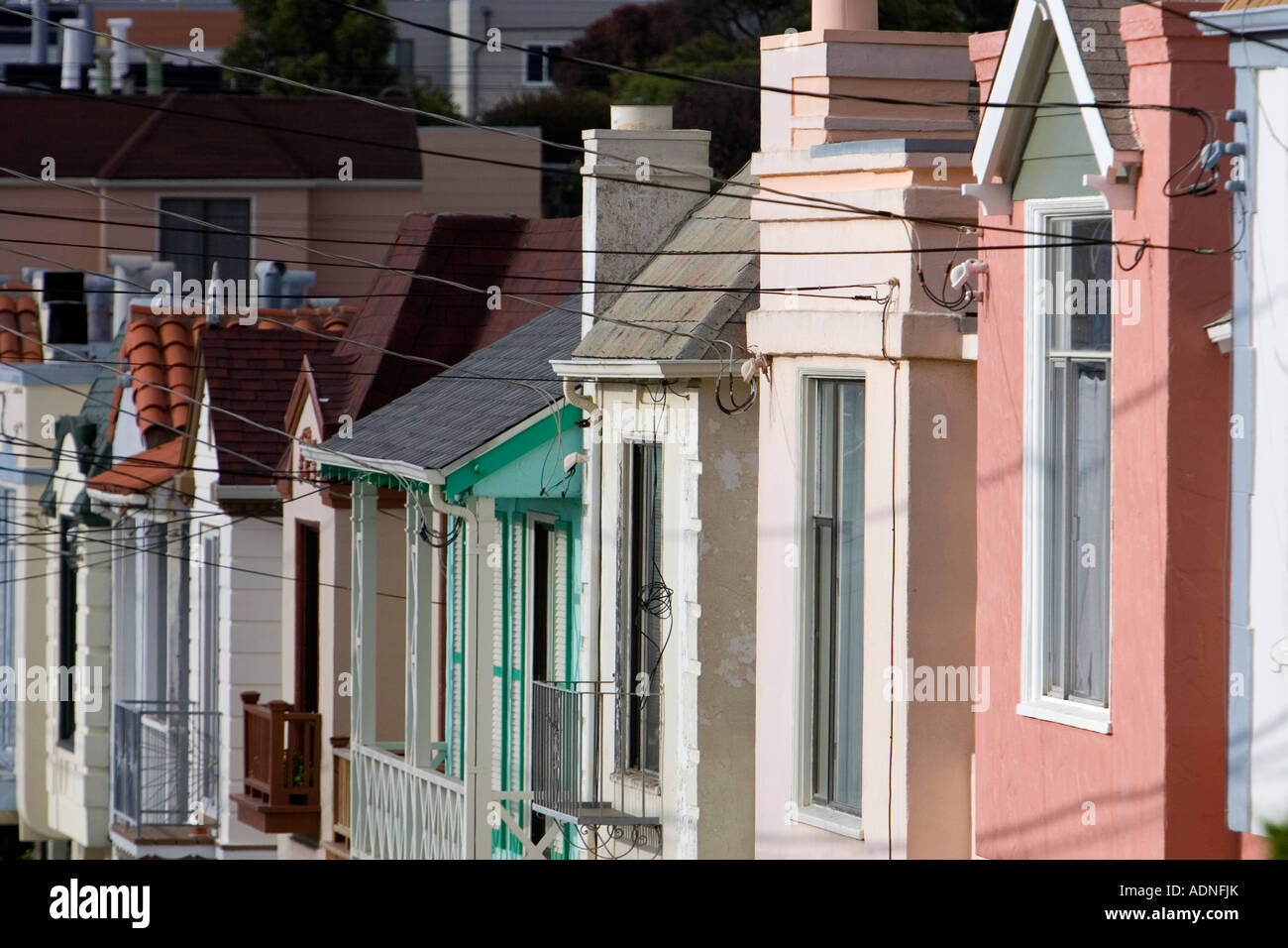 Profile of homes in the San Francisco Sunset District Stock Photo Alamy
