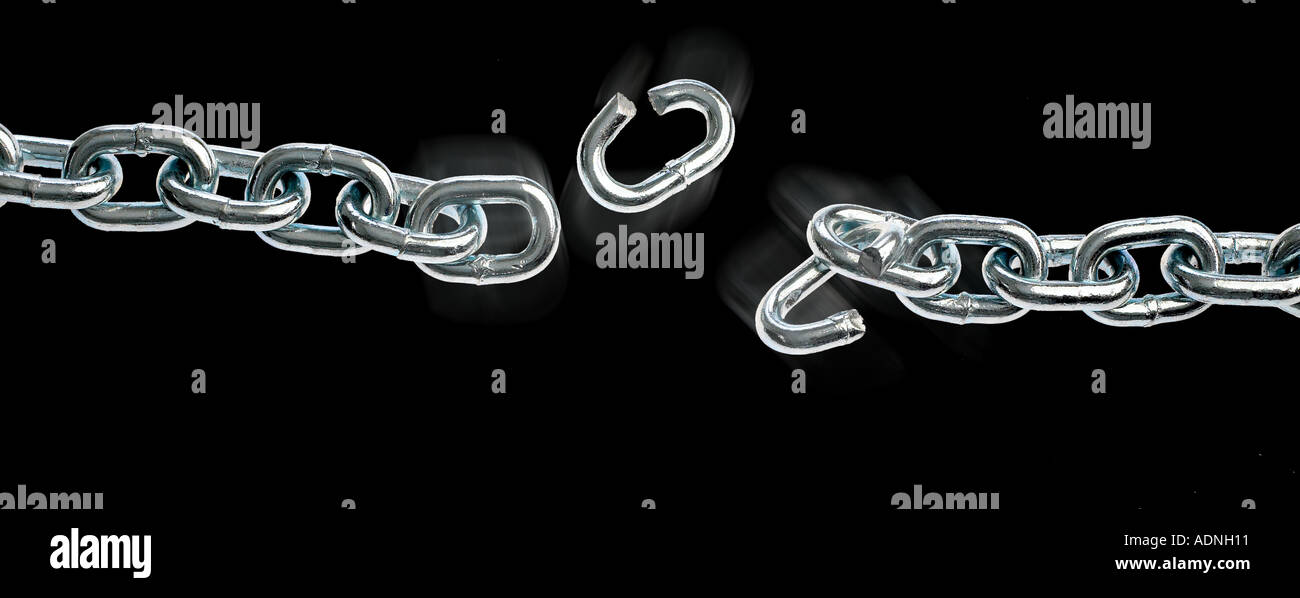 chain breaking with flying link Stock Photo Alamy