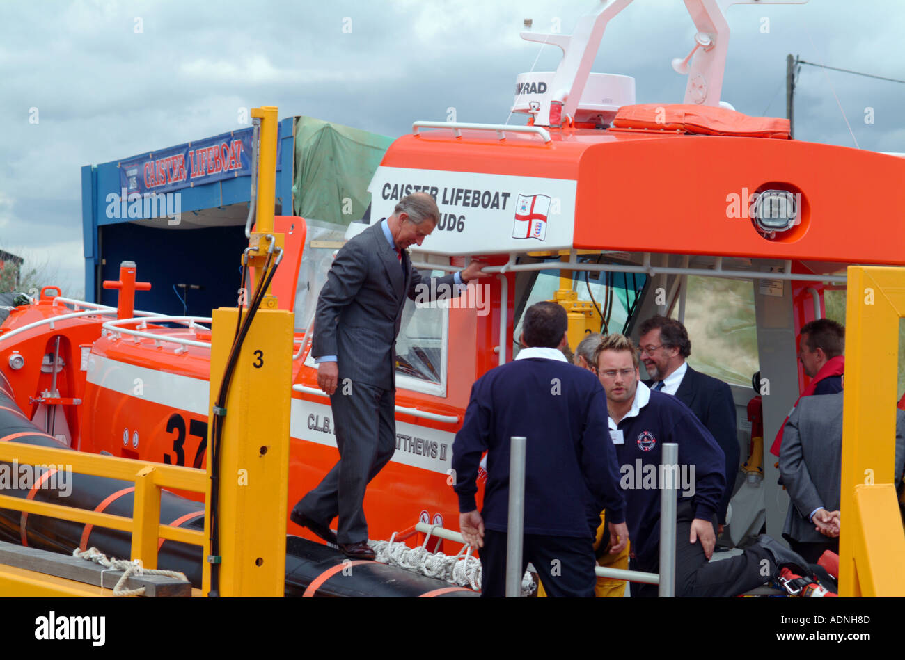 Prince Charles and Camilla at Caister lifeboat Stock Photo