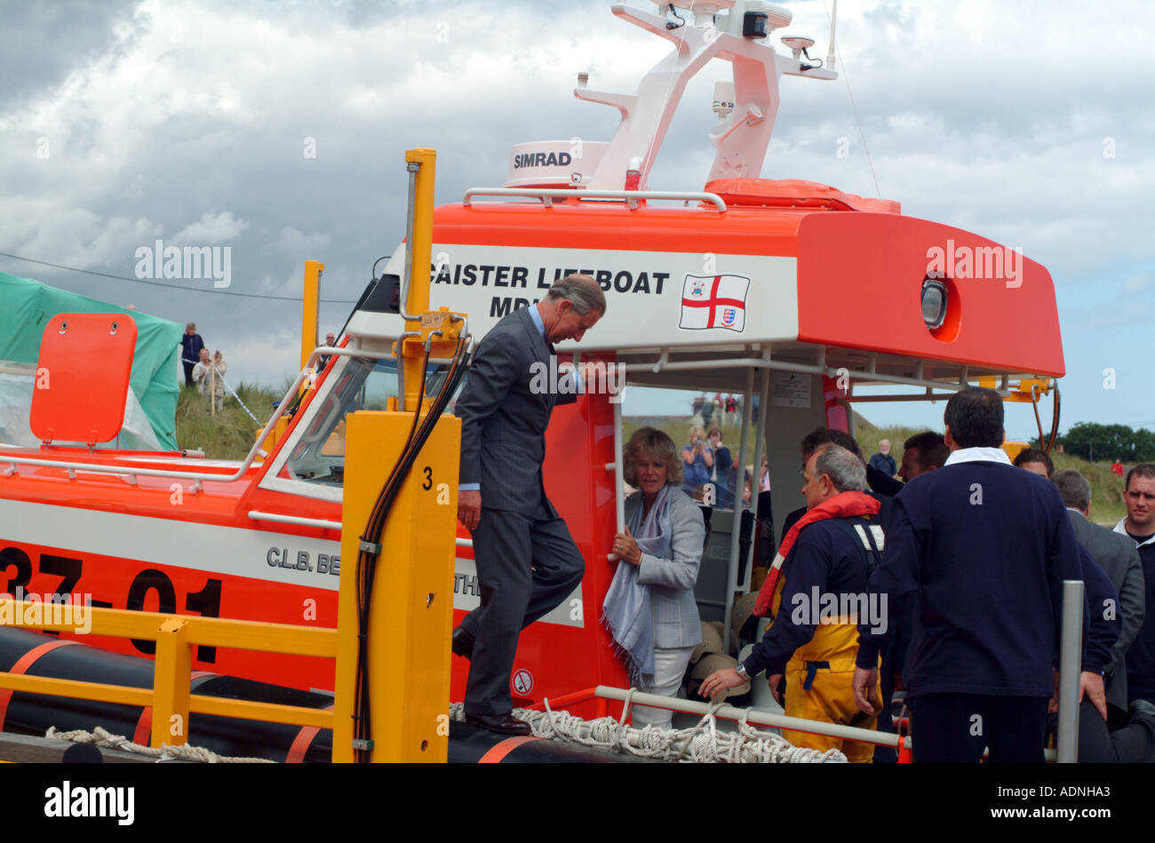 Prince Charles and Camilla at Caister lifeboat Stock Photo