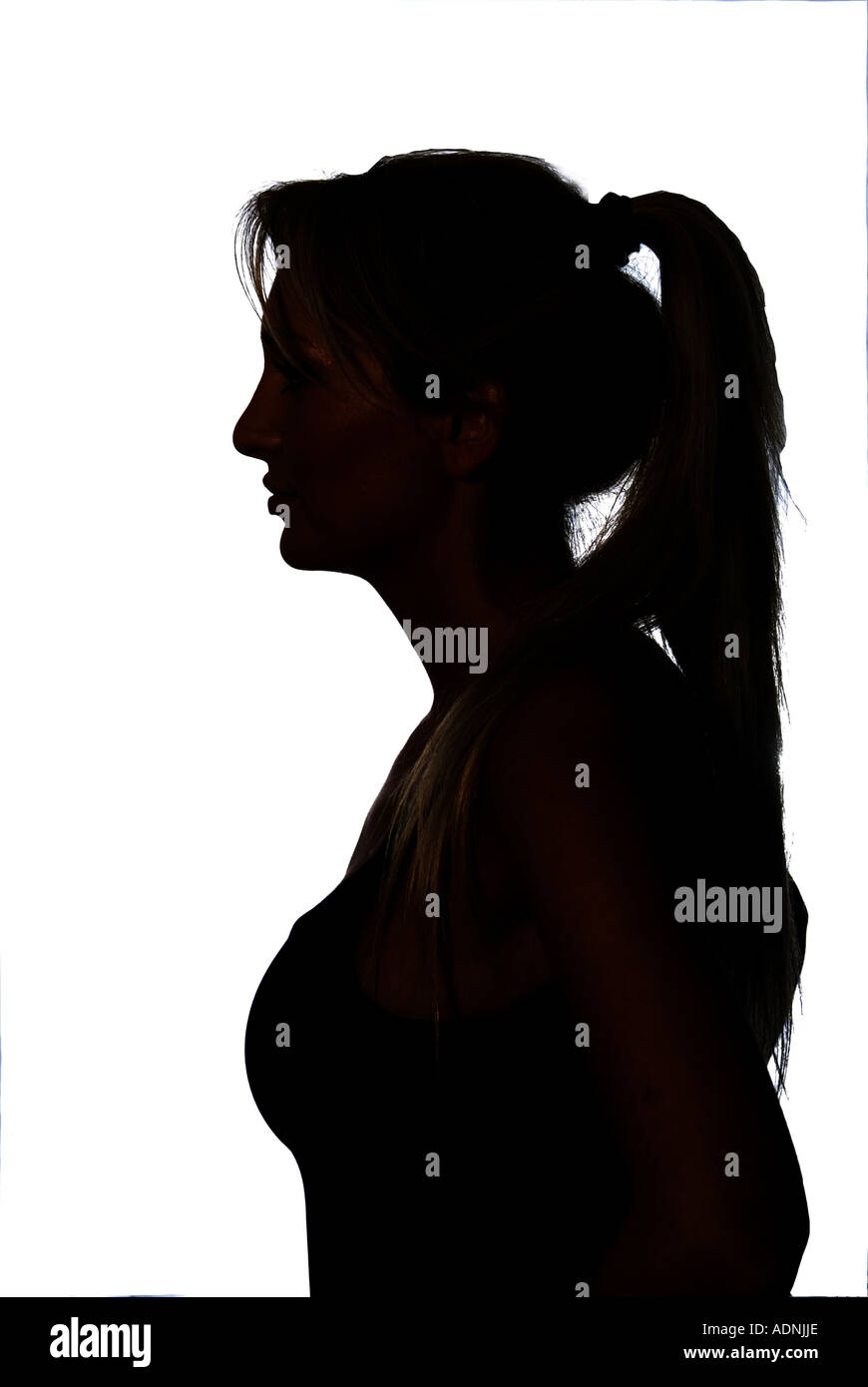 junge Frau Koerperhaltung aufrecht Silhouette Stock Photo