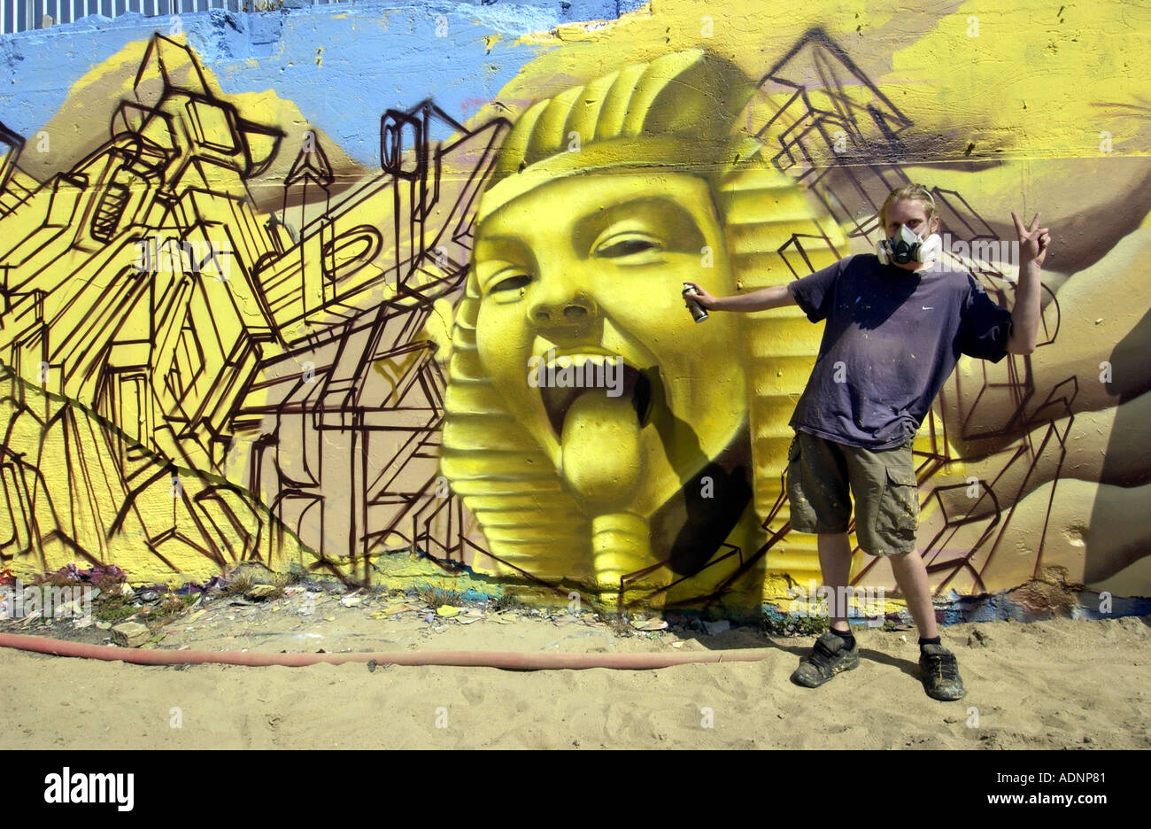 urban street art meets the ancient egyptians as graffiti artist creates