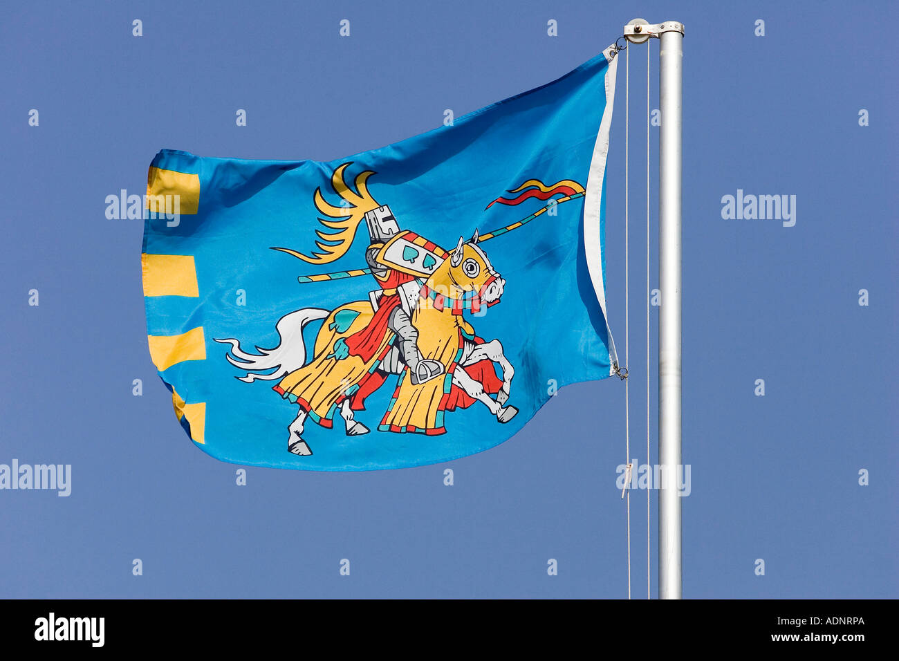 Flag with a knight Stock Photo