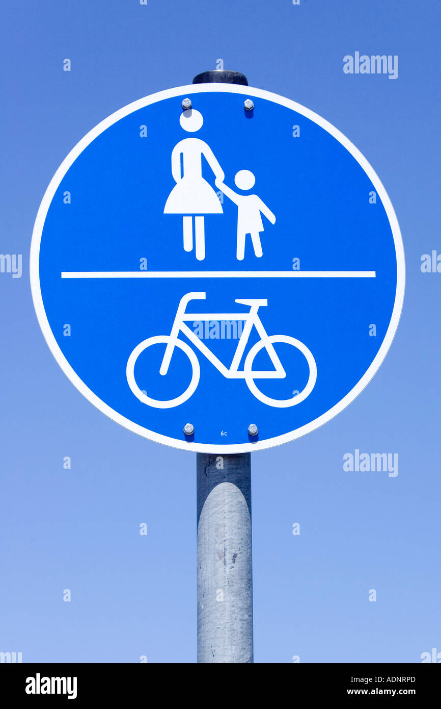 Sign footpath and bike path Stock Photo Alamy