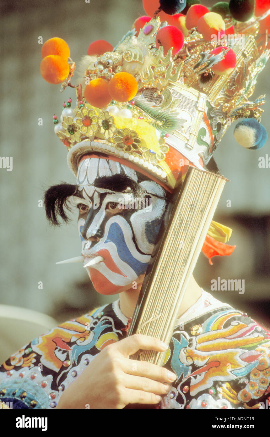 Taiwan Chinese Man Wearing Traditional Taoist Warrior Face Paint China Stock Photo