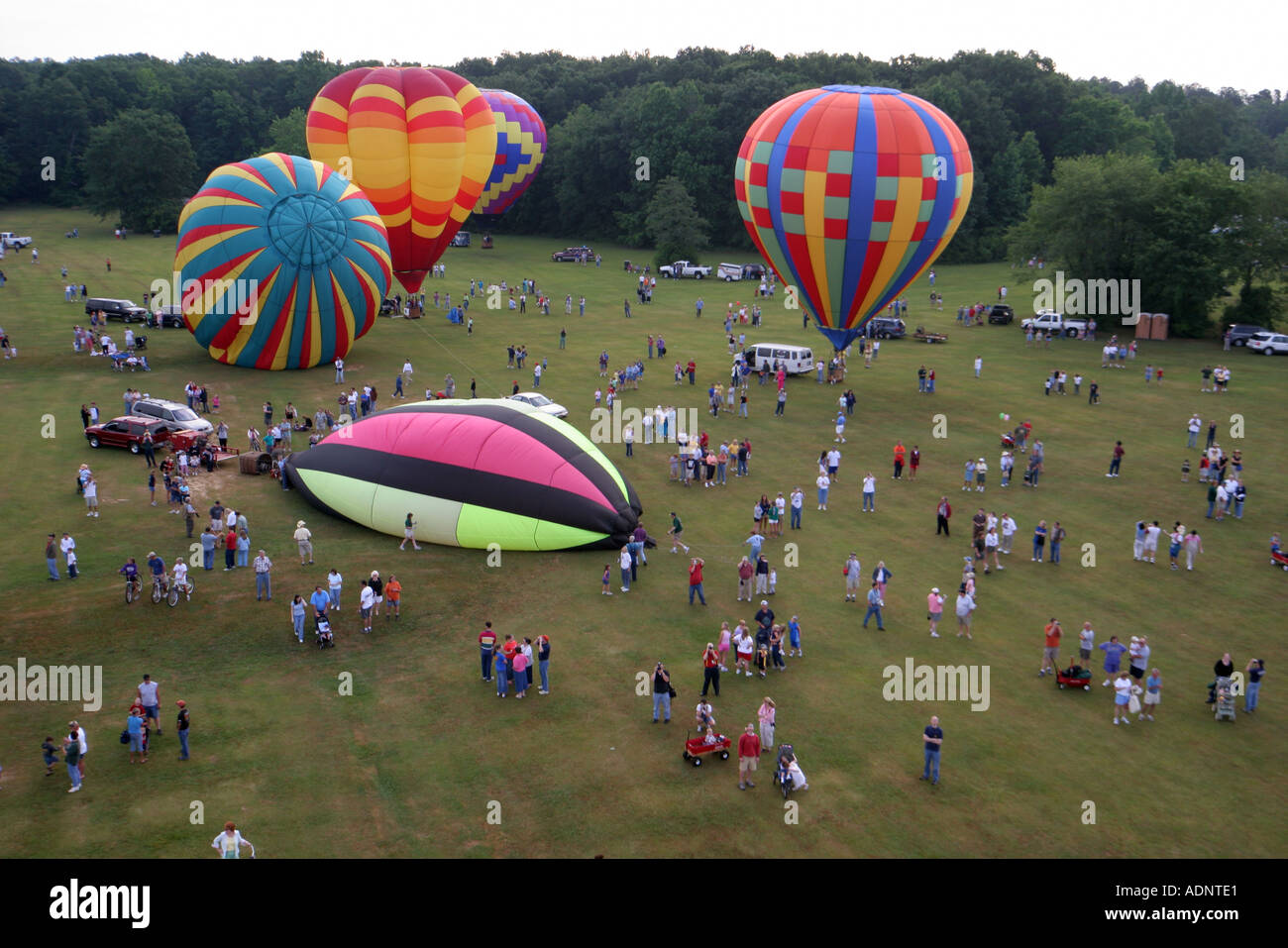Alabama Morgan County,Decatur,Alabama Jubilee Hot Air Balloon Classic,flight,view from gondola,aerial overhead view from above,view,visitors travel tr Stock Photo