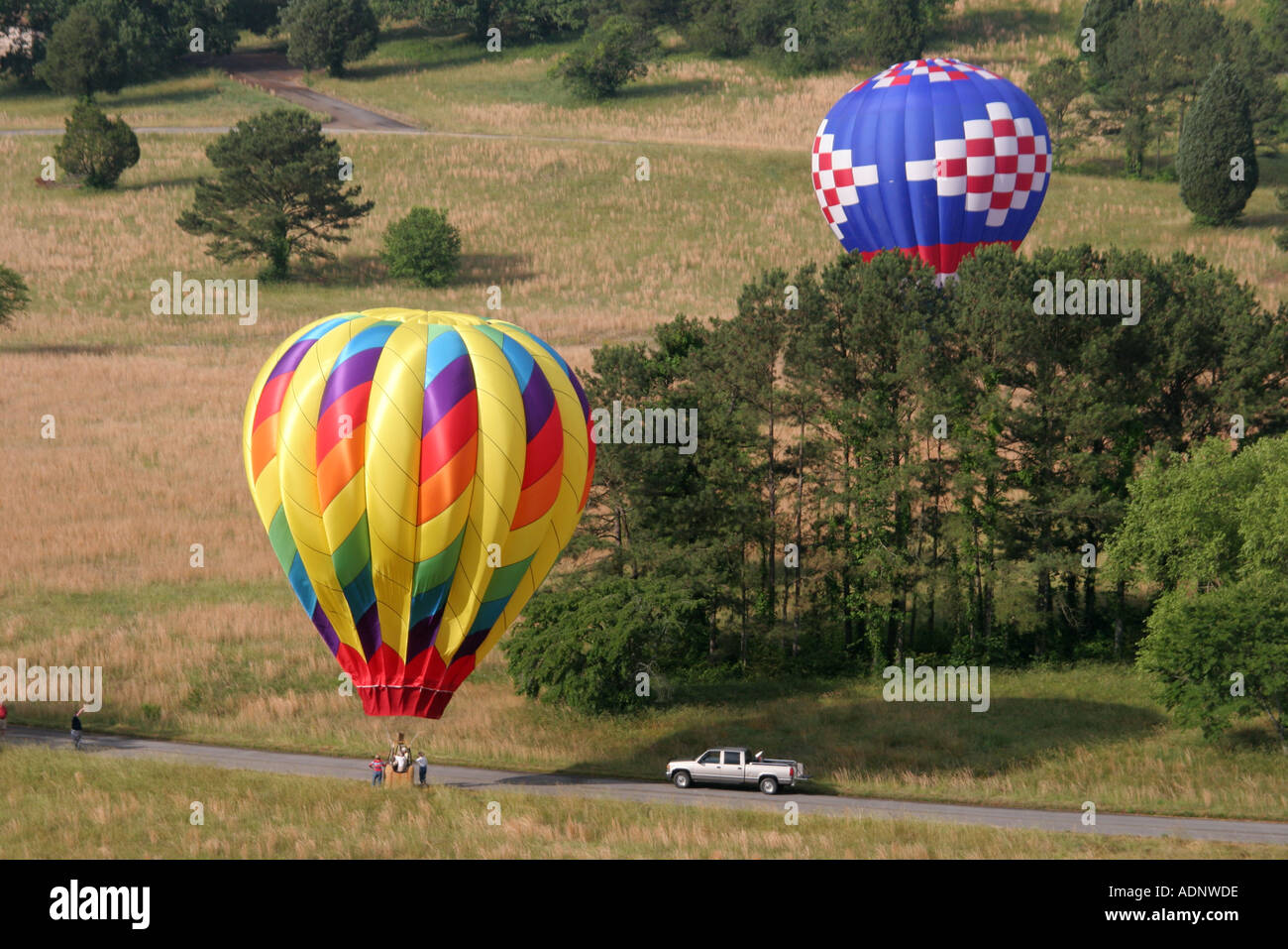 Alabama Morgan County,Decatur,Point Mallard Park,Alabama Jubilee Hot Air Balloon Classic,flight,landing,visitors travel traveling tour tourist tourism Stock Photo