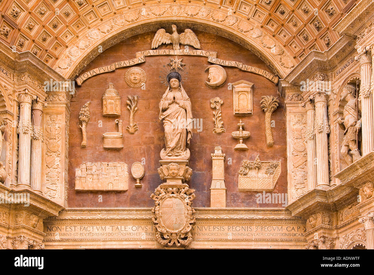 Majorca, cathedral of Palma, works of art above the entrance Stock Photo