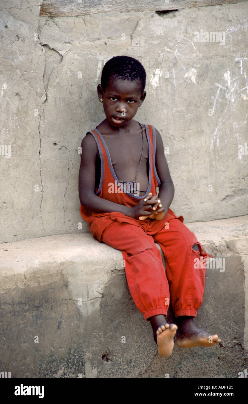 Gambian Boy in Red Stock Photo