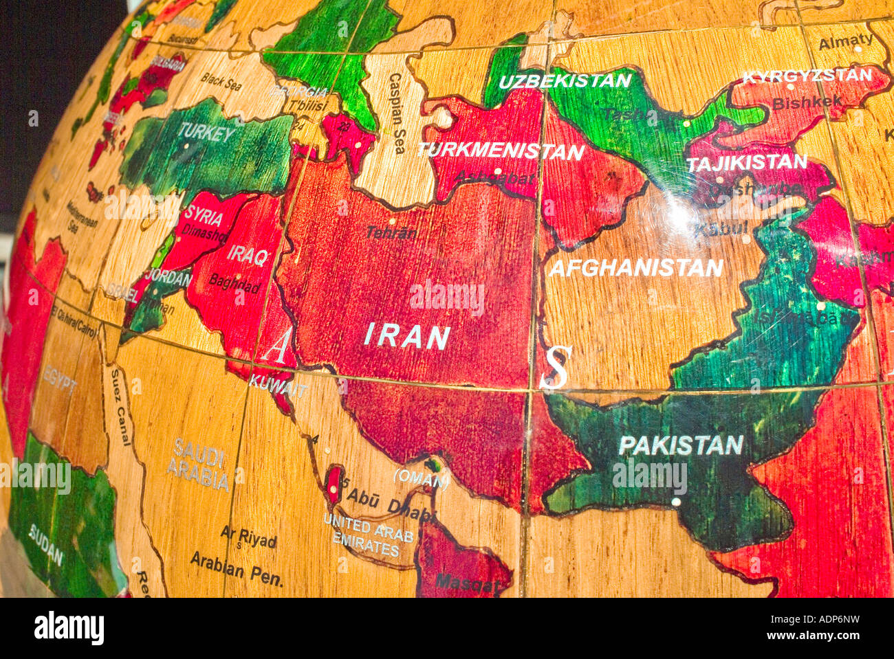 Colorful wooden globe Stock Photo