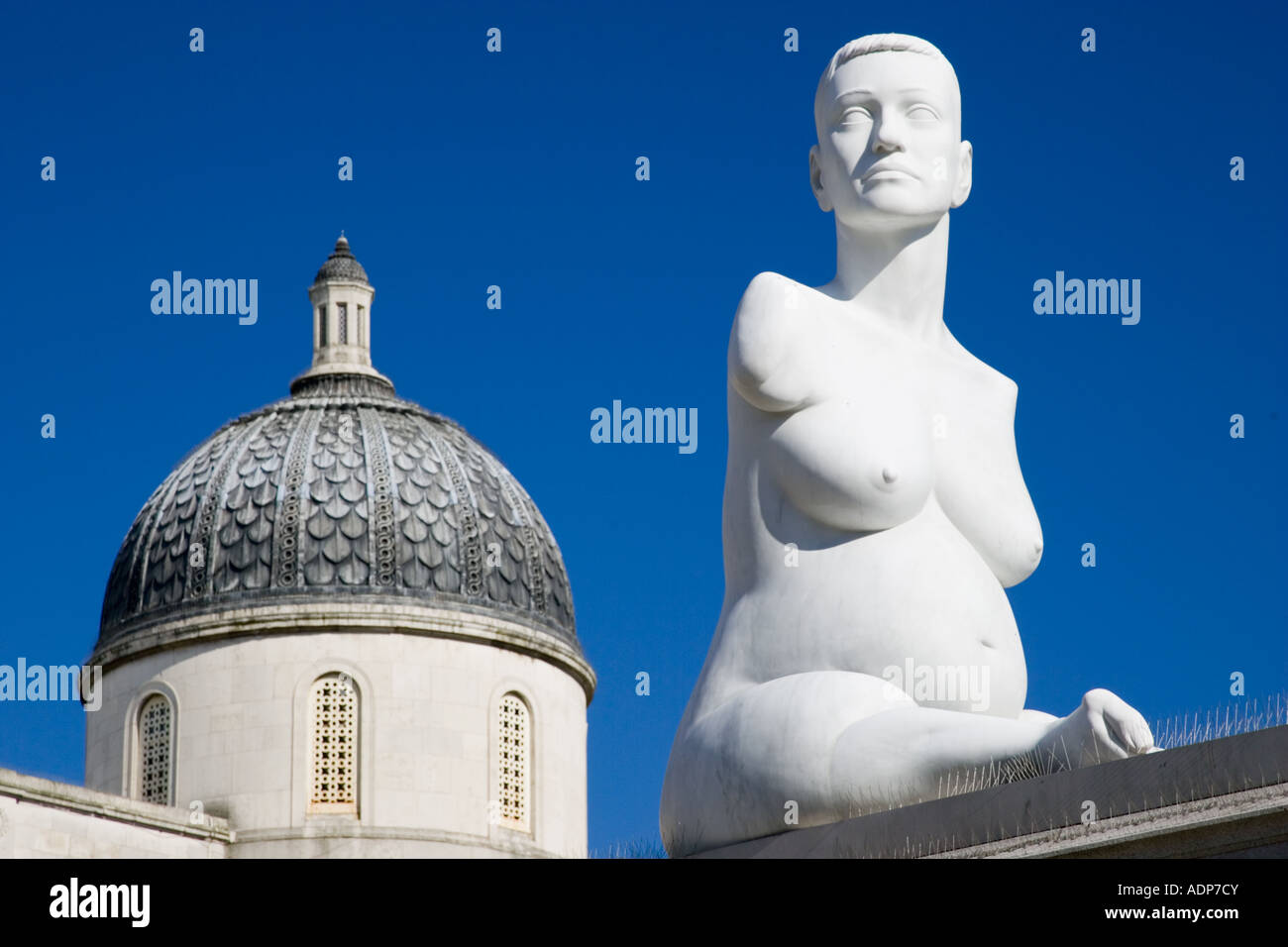 Alison Lapper Pregnant sculpture by Marc Quinn in Trafalgar Square London United Kingdom Stock Photo