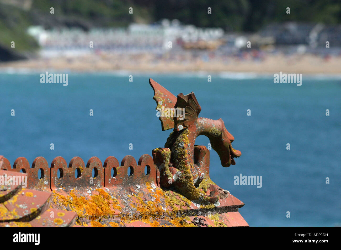 Dragon roof tile Newquay Cornwall UK Stock Photo Alamy