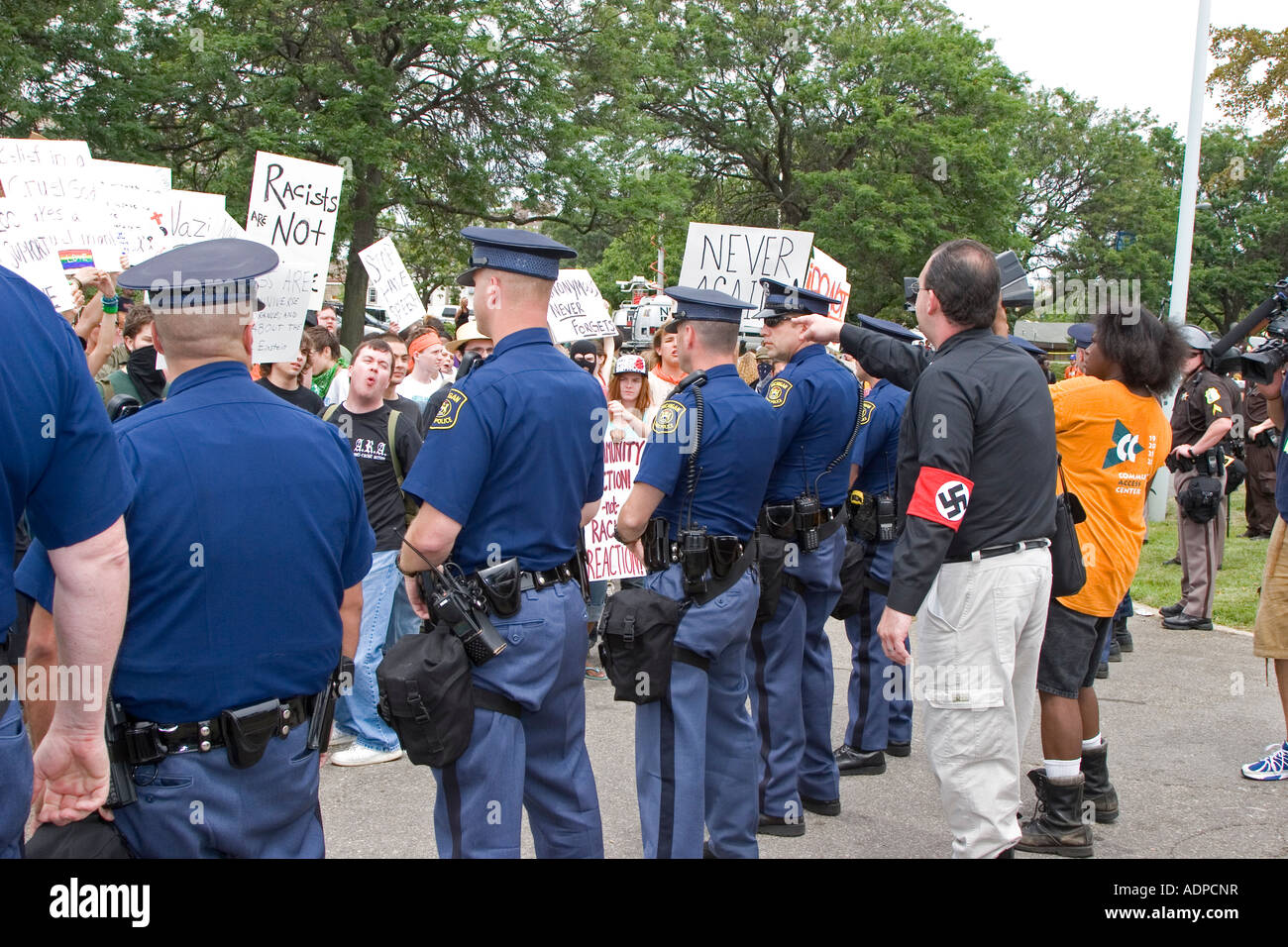 Police Separate Nazis from Protesters Stock Photo
