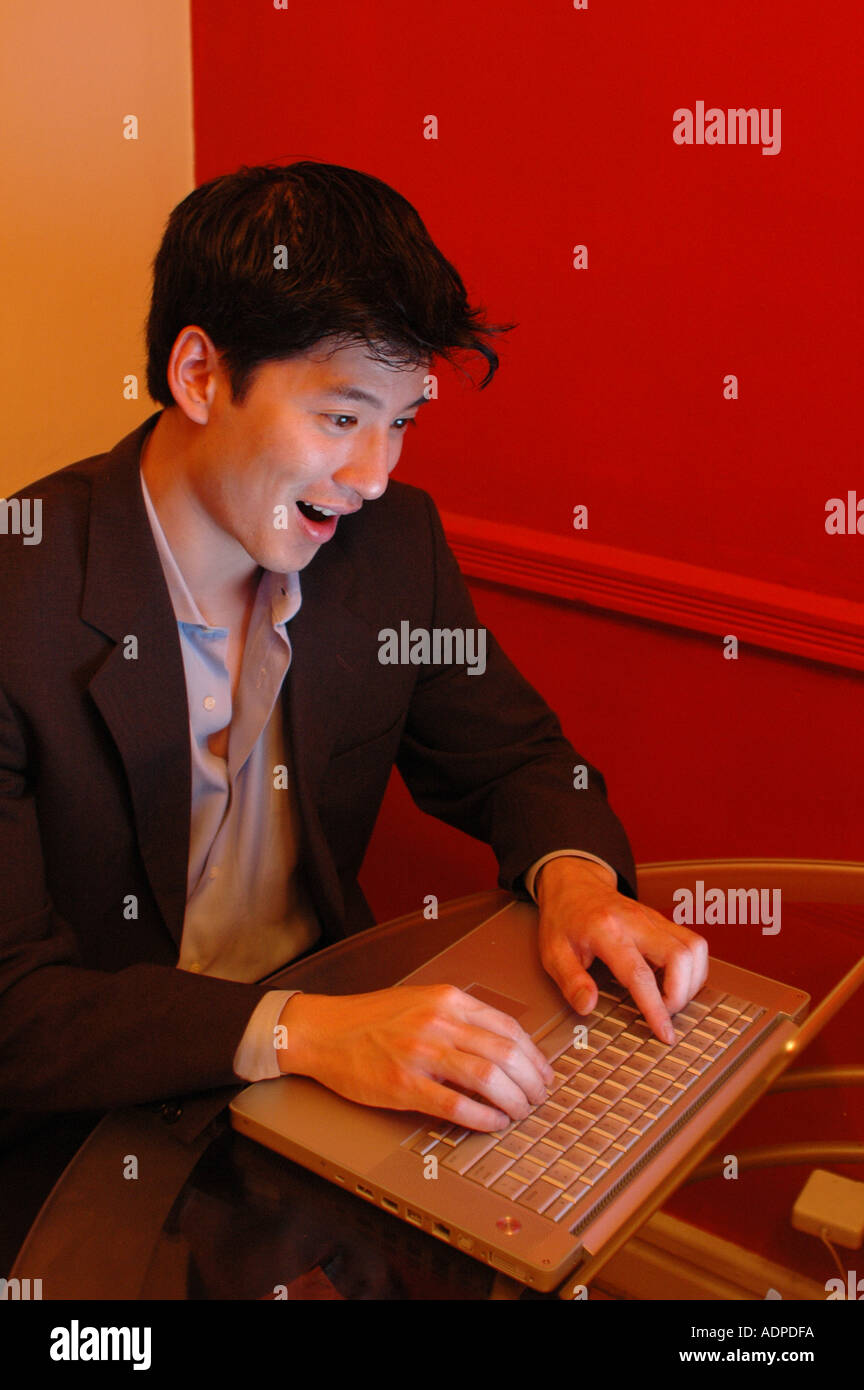 Someone Using His Computer 20 30 and silver computer hi-res stock photography and images - Alamy