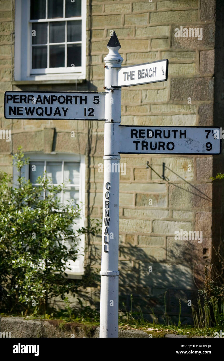 an old road sign at st agnes, Cornwall, UK Stock Photo Alamy