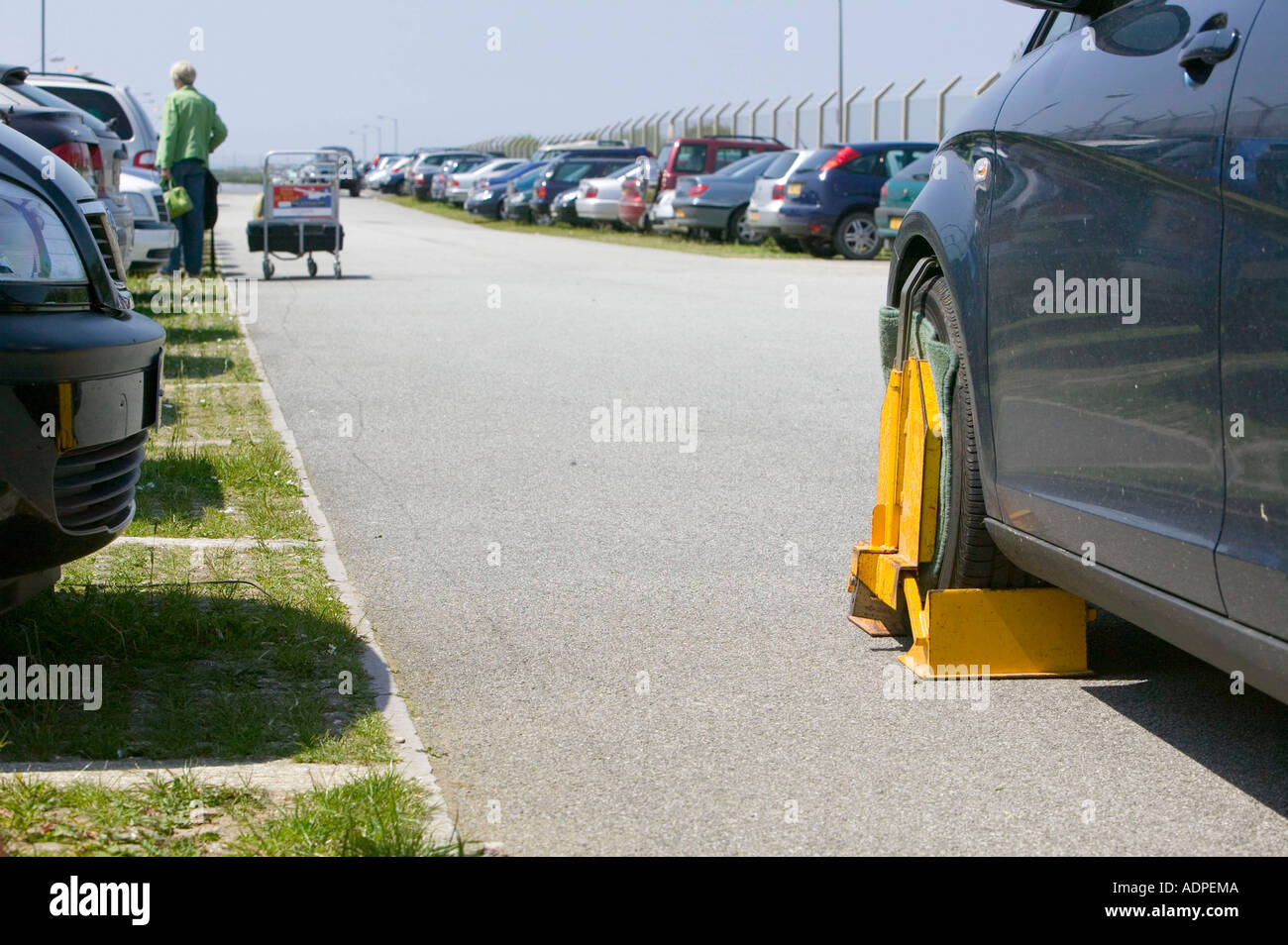 a car clamped at Newquay airport, Cornwall, UK Stock Photo Alamy