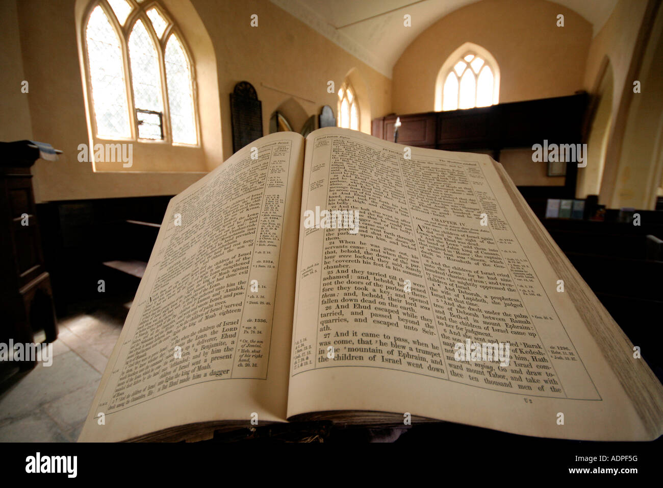 Bible in The parish church of the Blessed Virgin Mary Emborough Mendip district Somerset UK Stock Photo