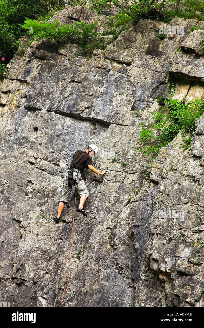 Rock Climbing at Cheddar Stock Photo Alamy