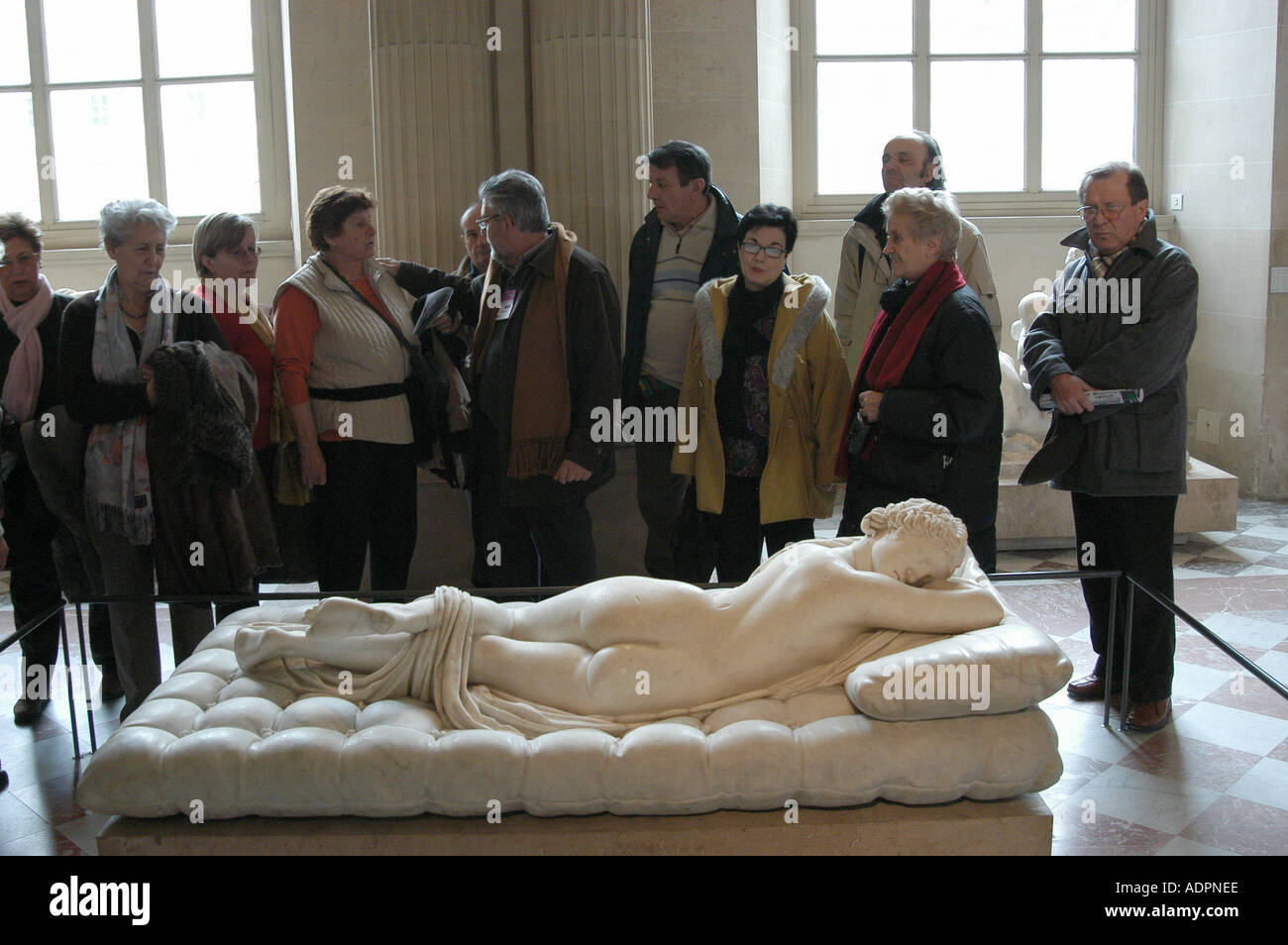 Tourists viewing Hermaphrodite sculpture in Louvre Museum in Paris France  Stock Photo - Alamy