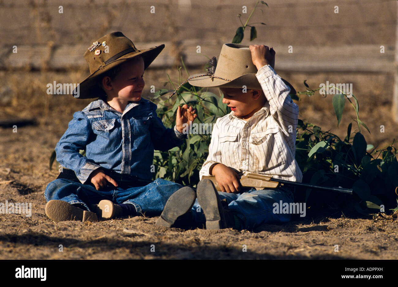 Young cowboys Australia Stock Photo Alamy