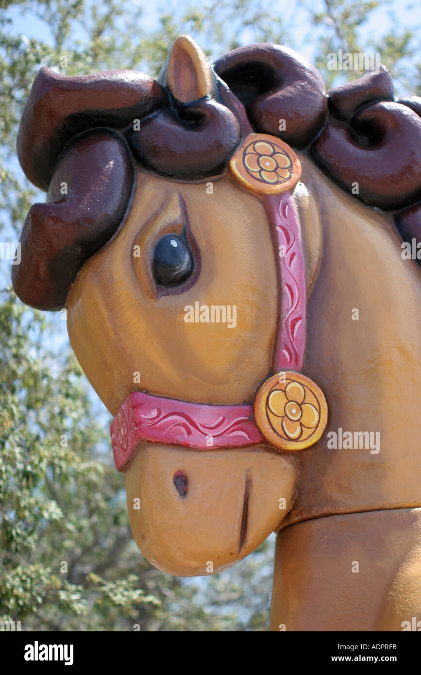 Florida, horned horse, statue, carving, character, animal Stock Photo