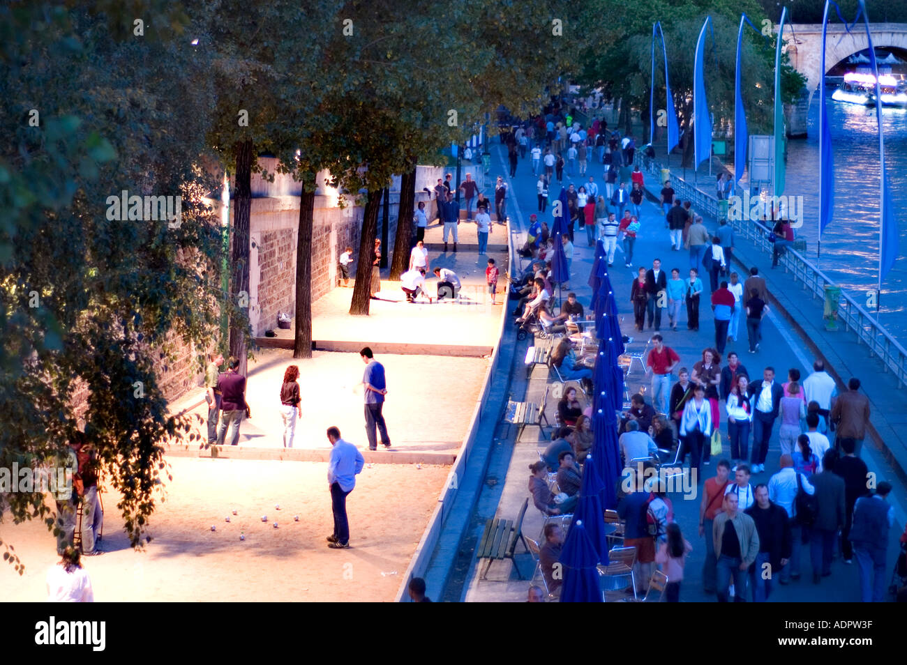 Paris FRANCE, French Playing "Bocce Ball" Petanque on Beach on Seine
