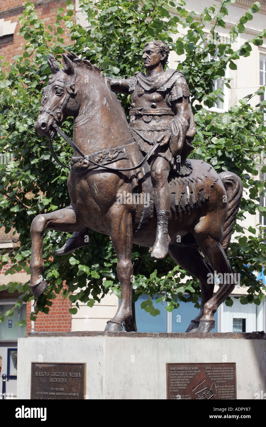Statue of Roman Emperor Marcus Cocceius Nerva Augustus in Southgate Street Gloucester Stock Photo