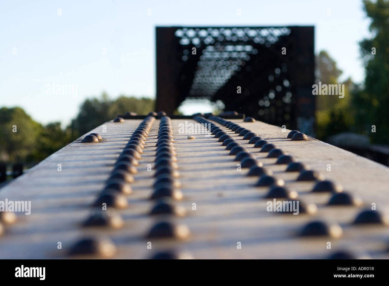 Old iron train bridge close up Stock Photo - Alamy