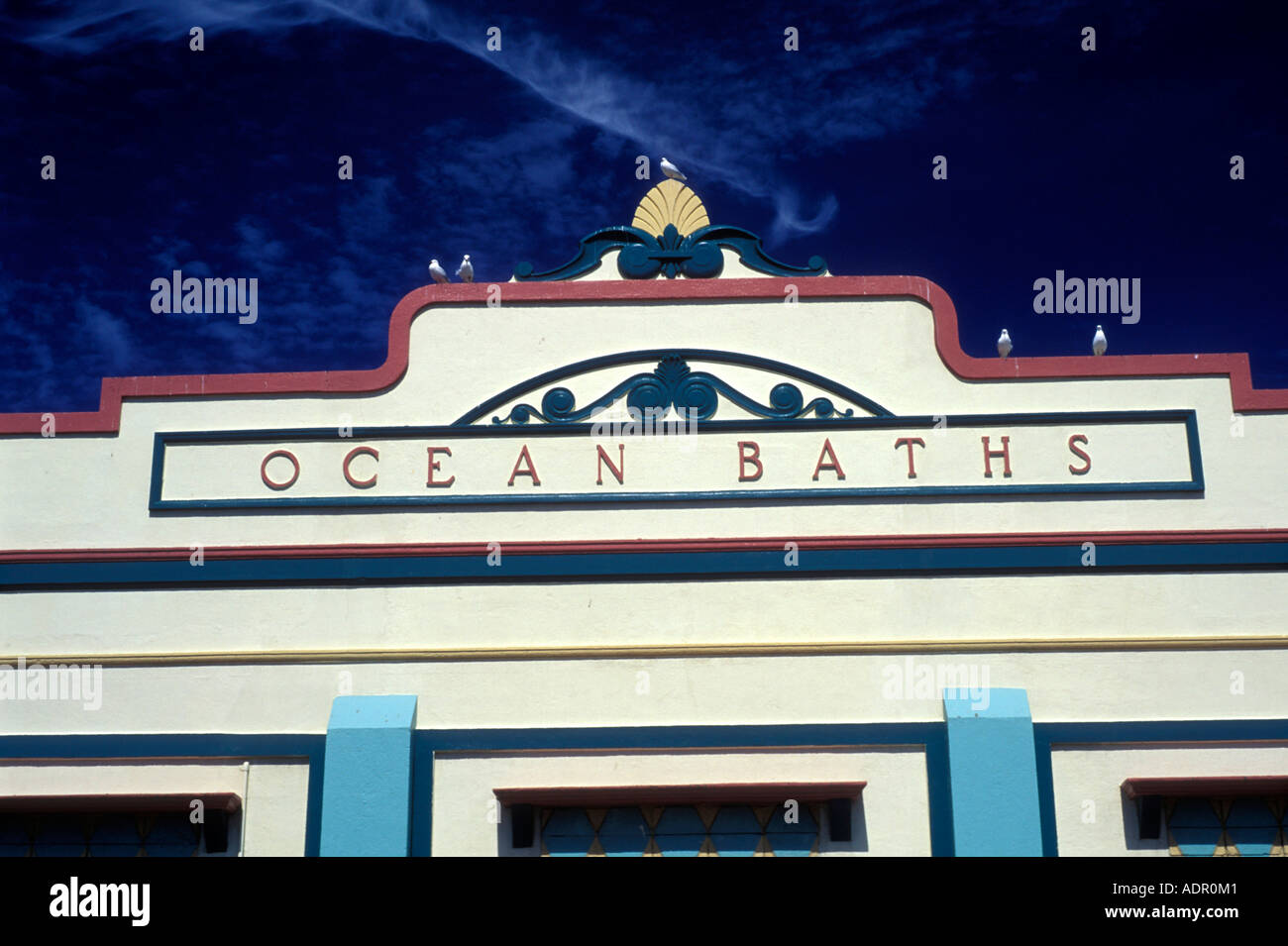 Australia NSW Newcastle Bath House entrance along New South Wales coast ...
