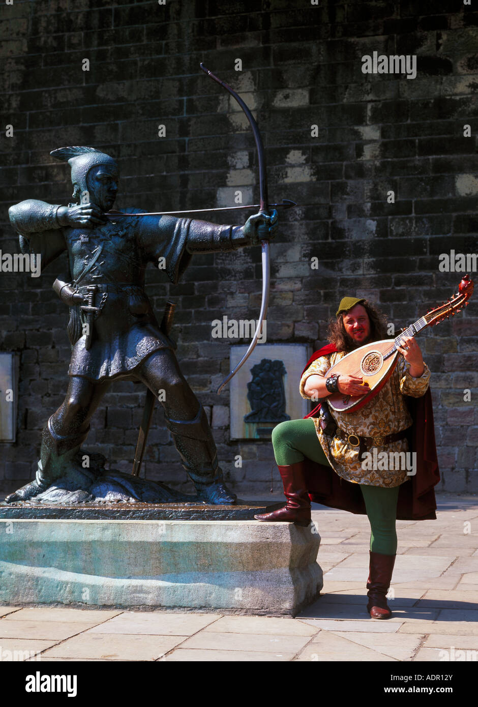 Statue of Robin Hood and Lute Player, Nottingham England UK Stock Photo