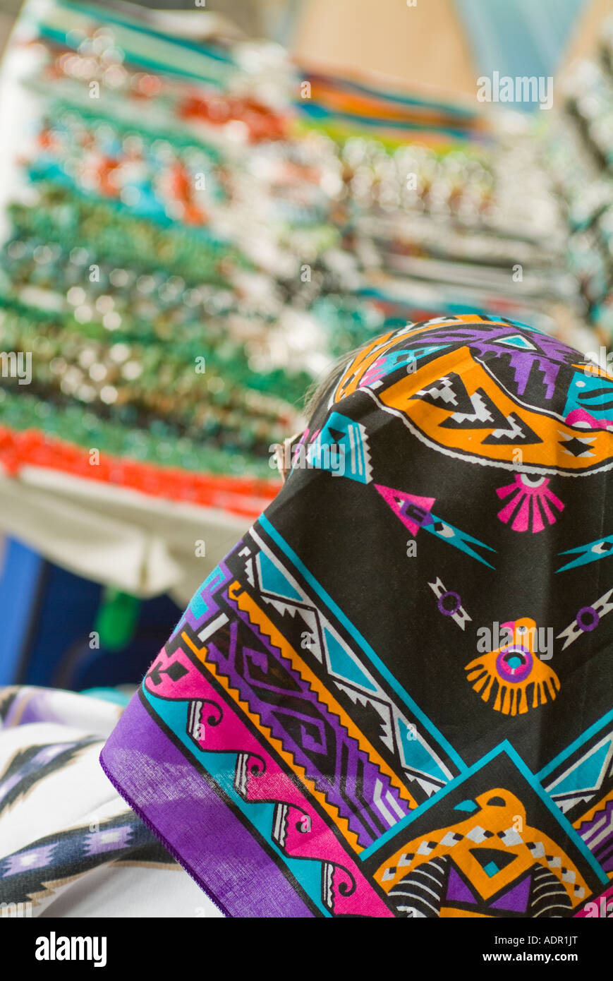 Graphic bright Indian scarf Stock Photo