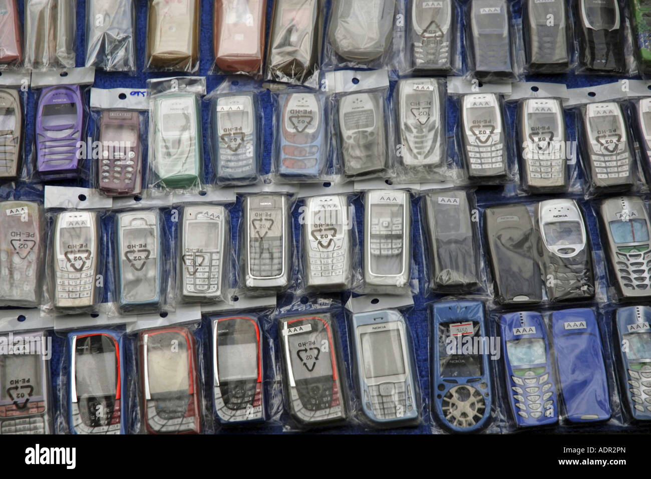 Flea-market in Bangkok, selling of mobil pphones, Thailand, Bangkok Stock Photo
