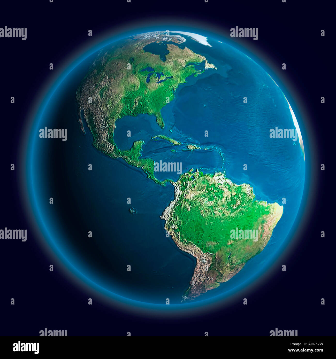 The Earth North America South America continents of terrestrial globe Stock Photo