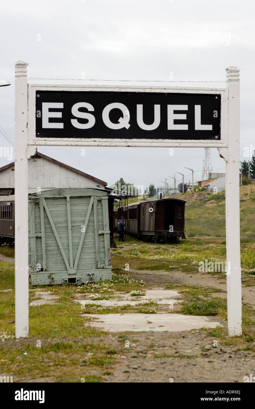 Esquel sign. Chubut, Patagonia Argentina. Stock Photo