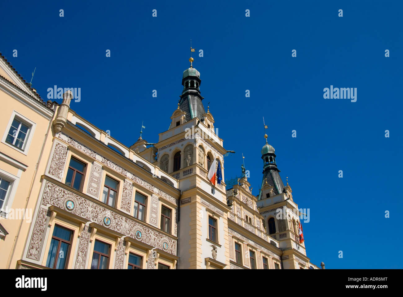 Pardubice, East Bohemia, Czech Republic. Radnice (Town Hall) in Pernstynovo namesti (main square) Stock Photo