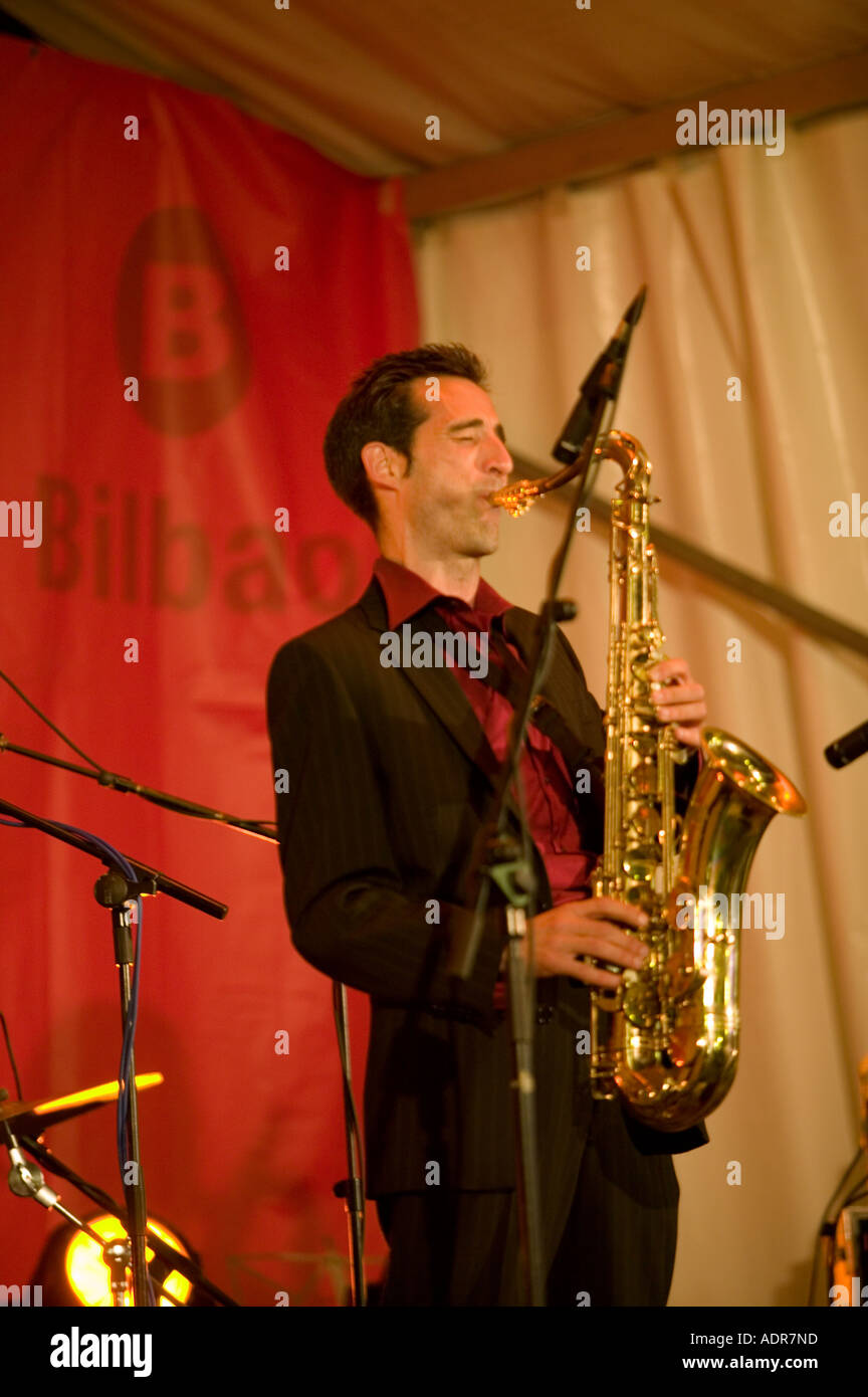 Jazz performance in Plaza Nueva Casco Viejo, Bilbao Stock Photo