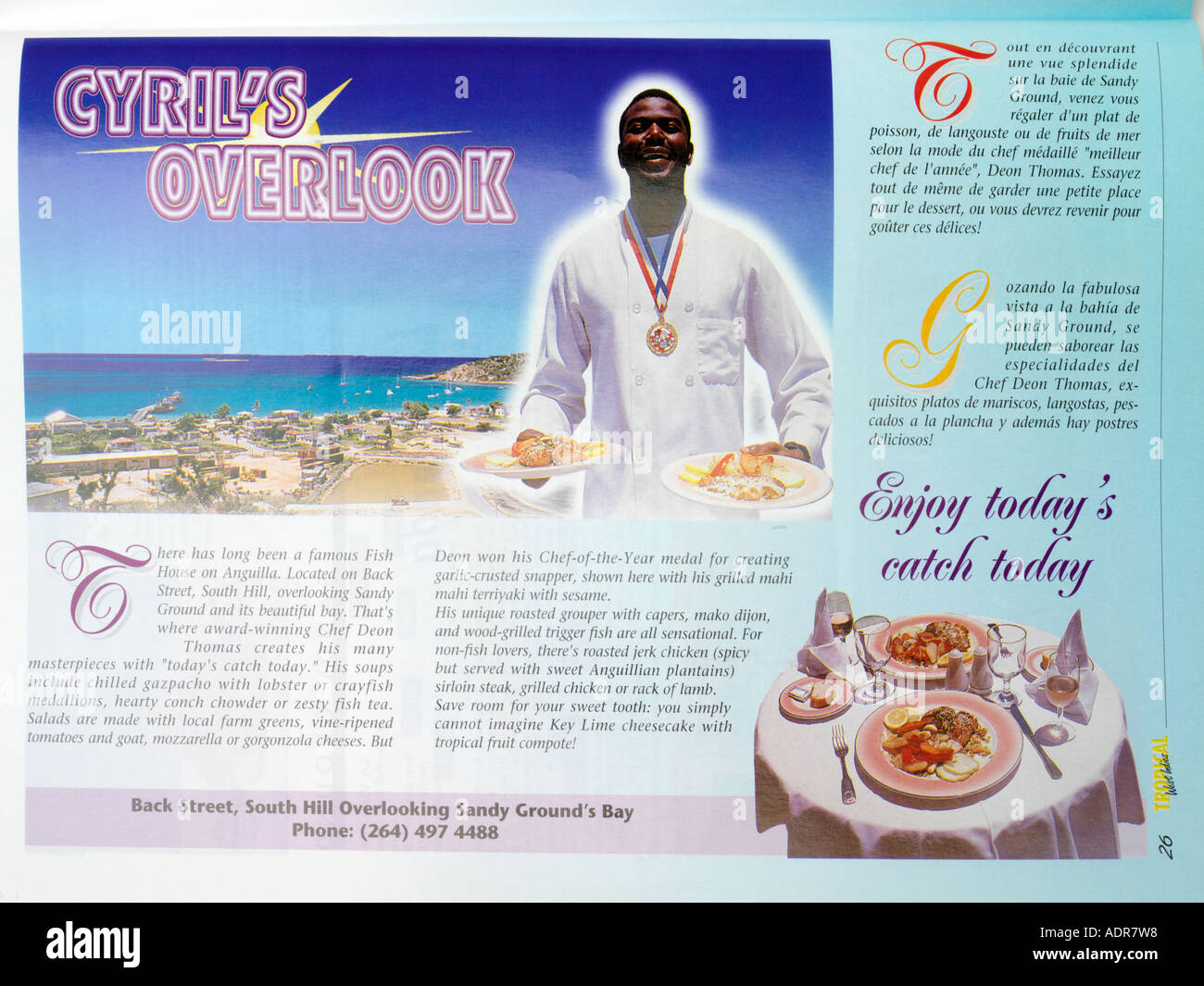 Advertisement for Cyrils Overlook Anguilla Stock Photo