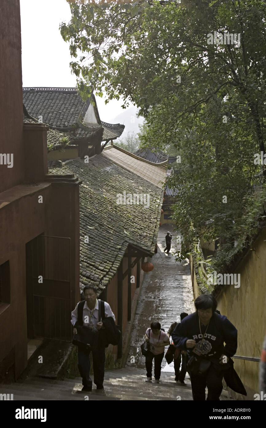 CHINA FENGDU Steep mountain stairs test the abilities of the tourists in Fengdu Stock Photo