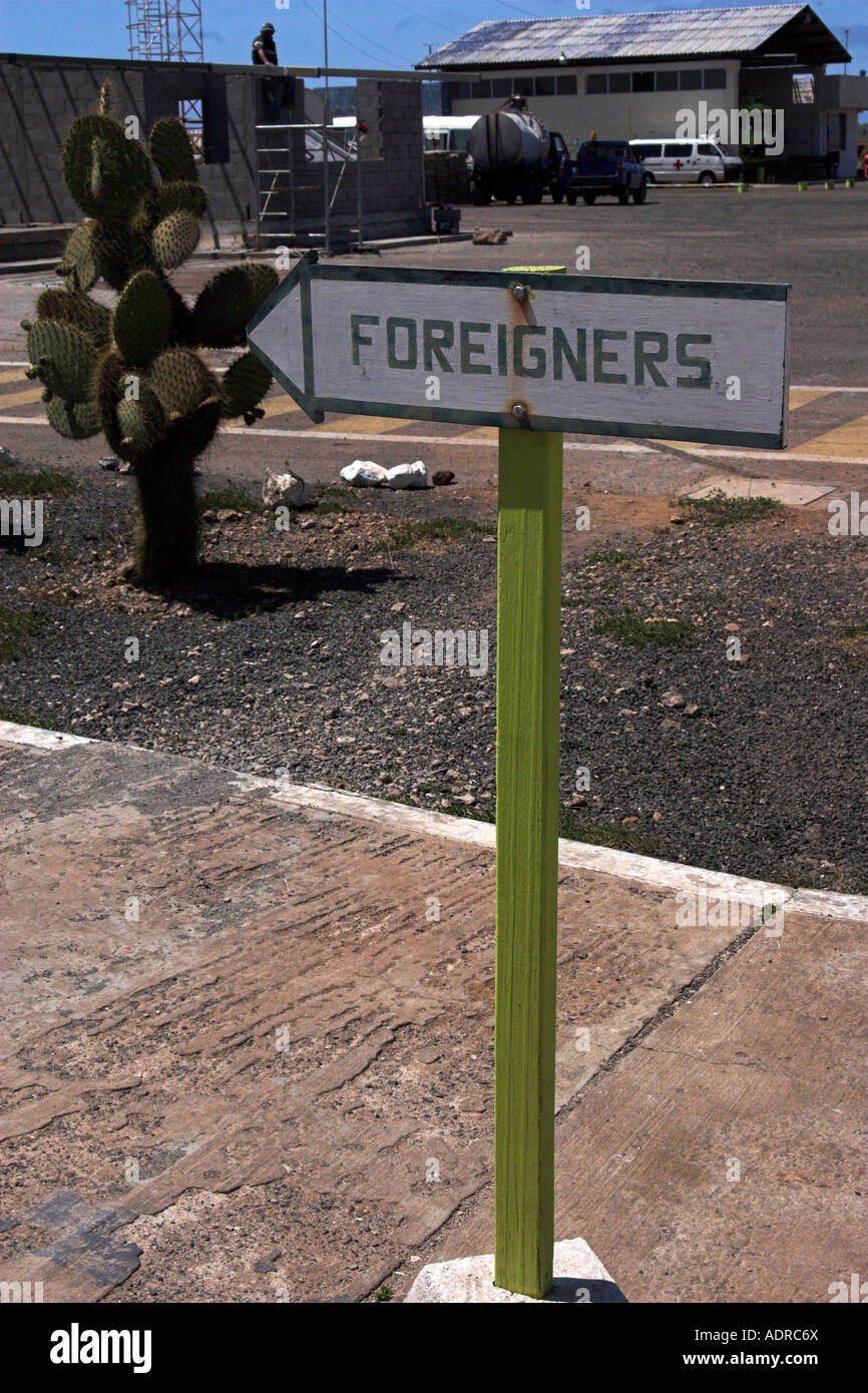 [Baltra Airport], [Baltra Island], [Galapagos Islands], arrival sign, Ecuador, 'South America' Stock Photo