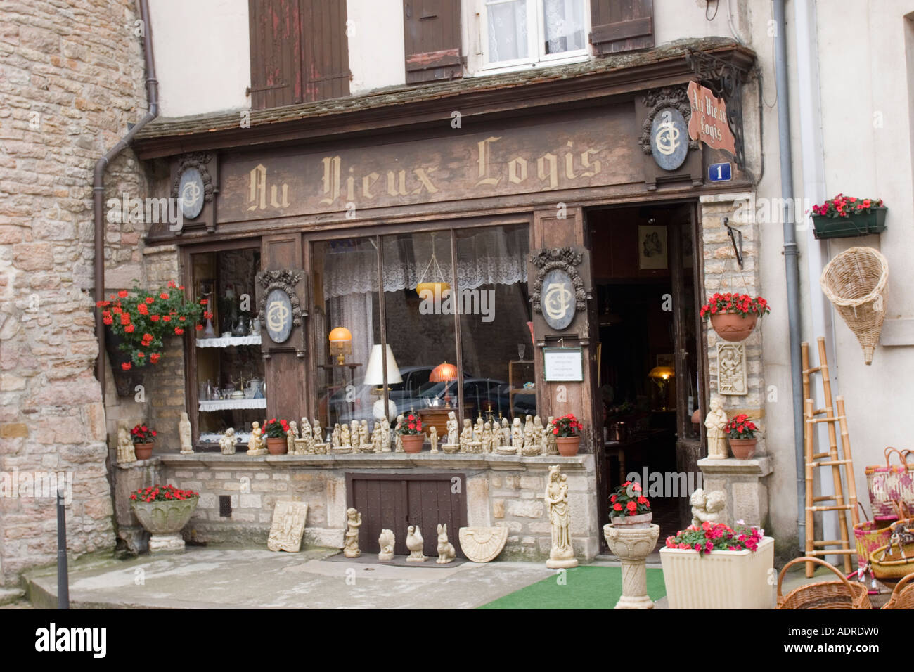 Antique shop in medieval town wall of Tournus France Stock Photo Alamy