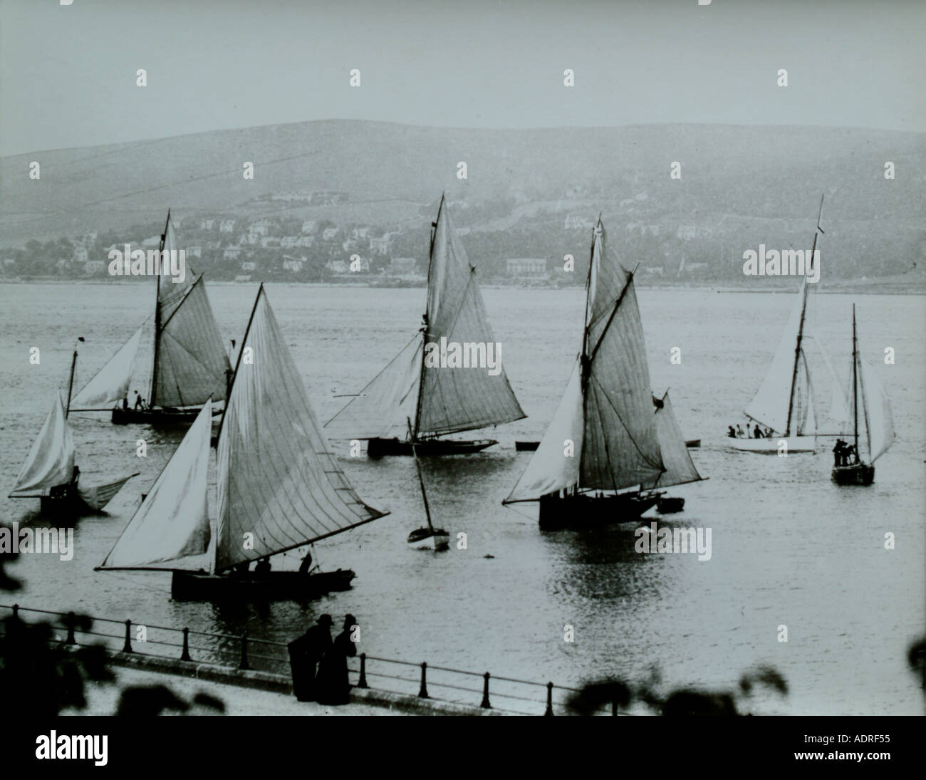 UK Scotland Greenock Firth of Clyde sailing boats during a regatta in the 1890 s Stock Photo