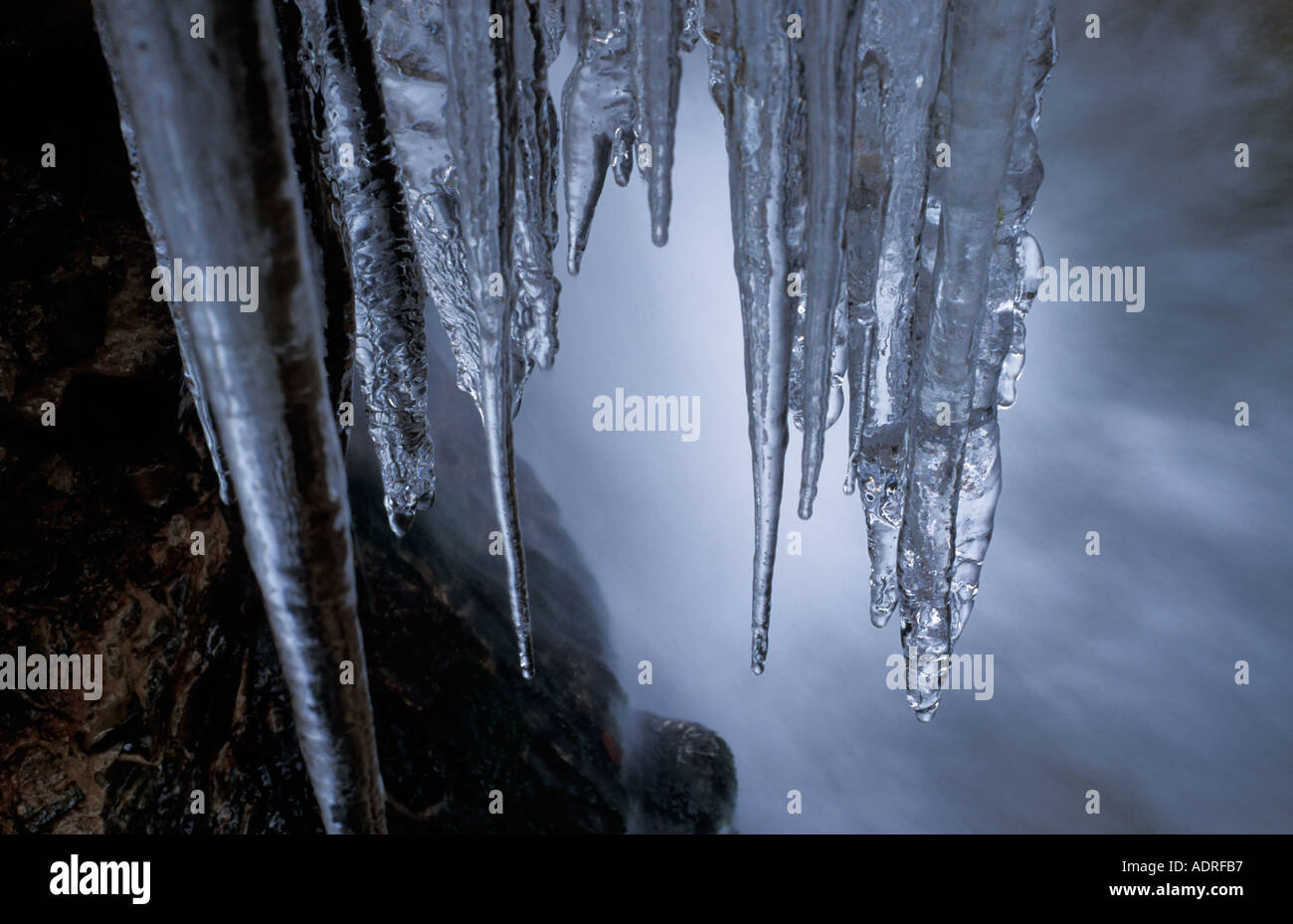 Ice formation in front of a cascade Stock Photo - Alamy