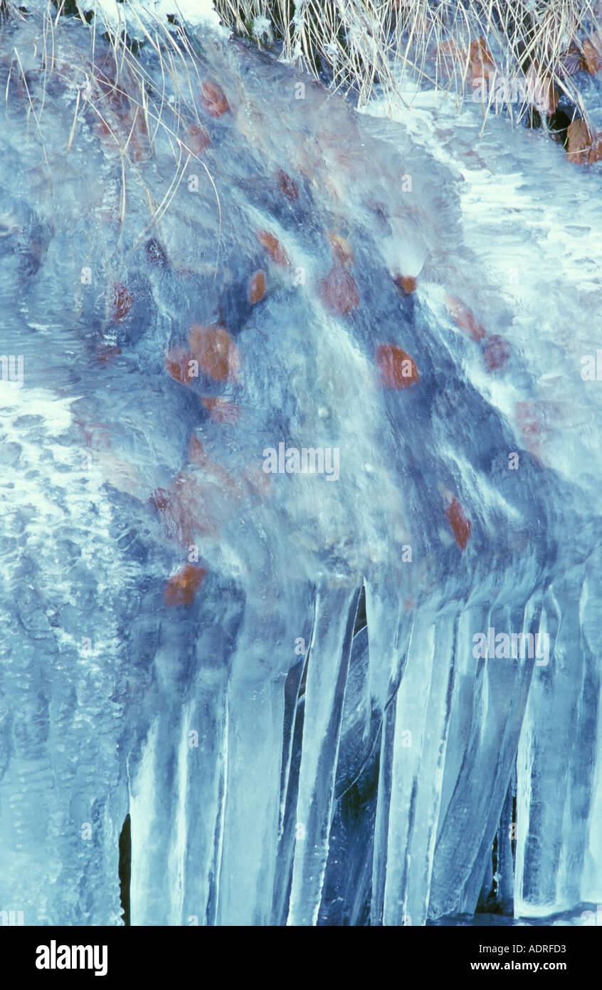 Ice formation in front of a cascade Stock Photo - Alamy