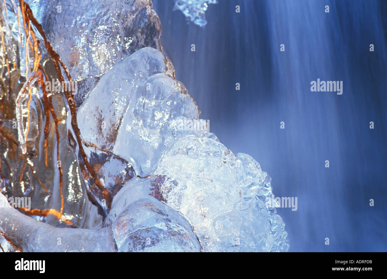 Ice formation in front of a cascade Stock Photo - Alamy