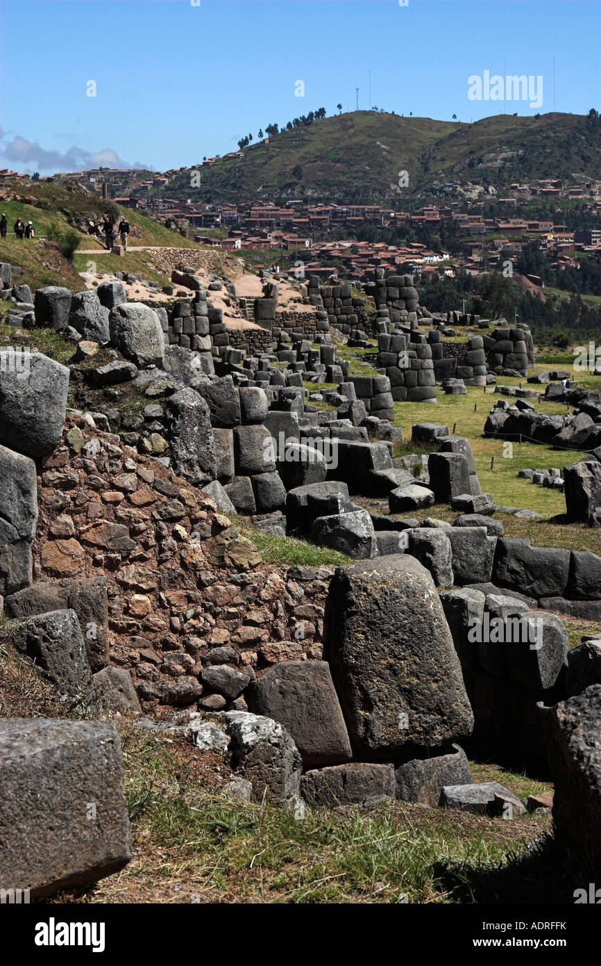 Sacsayhuaman Inca ruins, ancient fortress and stone terrace walls ...